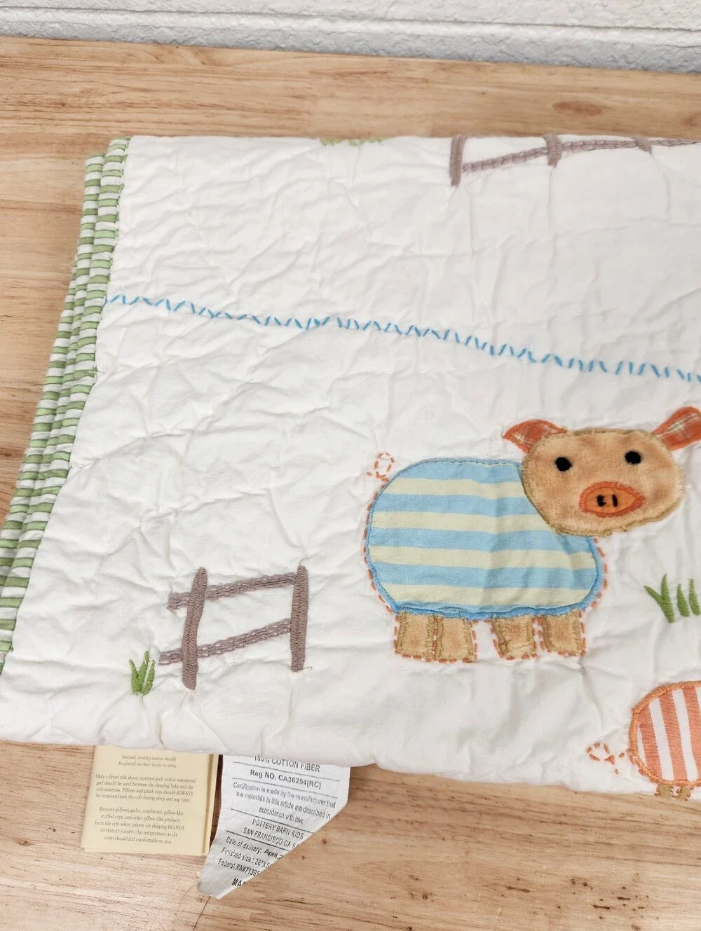 Pottery Barn Kids Farmyard Friends Crib/ Toddler Quilt 50x36 NOS Animals Farm
